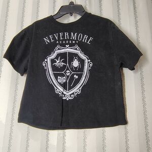 Nevermore Academy Black Graphic Crop Top